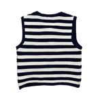 Joie  Navy & White Striped Knit Vest | Gold Button Old Money Preppy Top Photo 2