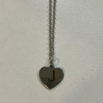 Elegant Silver Heart Necklace with Initial “J” Charm Photo 2