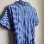 Ivy & Blue Striped Button Front Collared Shirt Dress (Sz 14) Blue & White Cotton Photo 5