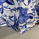 H&M NWT Blue/White Floral Paper Zip Fly Bag High Waisted Pleated Shorts 4 Photo 8