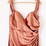 Revelry Rory Bridesmaid Satin Maxi Dress in Copper Orange Size 18 Photo 2