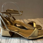 Sam Edelman Gold Wilson Kitten Heel Sandals Size 6M Holiday Party Metallic Photo 0