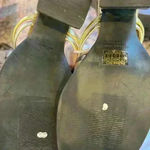 Farm Rio  Sandal Womens 10 Metallic Gold Pewter Strappy Block Heel Slip On Shoes Photo 4