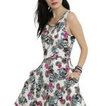 Hot Topic  Skull & Roses Watercolor Skater Dress – Size Small Photo 0