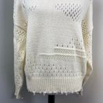autumn cashmere  Ivory Distressed Mock Neck Knit Sweater Medium Photo 2