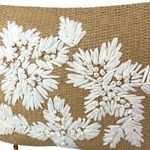 Oysho  Women's Beige Tan Raffia Embroidered Floral Crossbody Shoulder Bag Photo 3