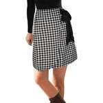 Fancyinn Flannel Plaid A Line Skirt High Waist Faux Wrap Size Large Black White Lined Photo 2
