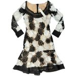 Naeem Khan Black White Nude Floral Lace Long Sleeve Mermaid Dress sz 10 NEW Tags Photo 11