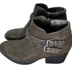 Sonoma Goods for Life Buckle Side Zip Ankle Boots Faux Suede Olive Brown 6 Green Photo 0