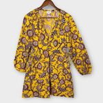 ALC Frank ALC Myra Floral‎ Mini Dress Women's Size 2 Yellow Beige Long Sleeve Photo 13