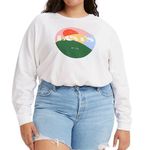 Levi's Levi’s White Trendy Vintage-Style Logo Sweatshirt Sz 1X Photo 0