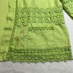 Chico's 100% Linen Crochet Trim Open Front Jacket Size L/12 Colorful Vacation Photo 5