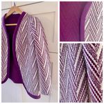 Vintage Woven Quilt Knit Suit Dress Jacket Blazer, Purple & White Print sz. M Size M Photo 1