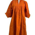 Never A Wallflower High Neck Dress Burnt Orange Windowpane Cotton Size XS Photo 0