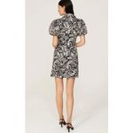 Toccin Tina Floral Print Puff Sleeve Shirt Mini‎ Dress Black White Size 8 Photo 2