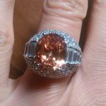 Simulated Champagne Color and White Diamond Brass Ring (Size 7) Photo 9