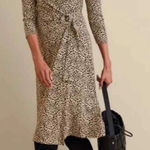 Soft Surroundings Damaria Leopard Animal Print Faux Wrap Midi Dress Photo 0