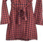 Le lis  Plaid Dark Orange Navy Blue Fit & Flare Western Dress Size Small NWT Photo 5