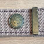 Unique Vintage Vintage Y2K 90s Canvas Woven Belt Grommets Tan/Brass Boho Western 100% Cotton M Photo 2