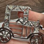 EMMONS Rhinestone Model T Retro Car Vehicle Brooch Pin Vintage Signed Silver Photo 2