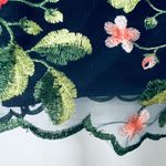 Trina Turk Trina  Navy Blue Floral Embroidery Cocktail Dress Photo 8