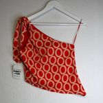 NWT Triple Threads Asymmetrical One Shoulder Printed Orange Top Yellow Photo 1