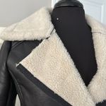 Wild Fable Sherpa Lined Faux Leather Zip Up Cropped Bomber Jacket Photo 4