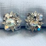 Amazing Vintage Aurora Borealis Crystal Beaded Clip On Earrings Photo 2