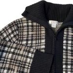 Christopher & Banks Plaid Cardigan Sweater Knit Zip Up Shawl Collar M Photo 2