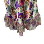 VINTAGE Satin Floral Ruffle Mini Slip Dress in White/Pink/Purple OS White Size undefined Photo 4