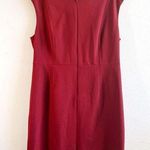 Jaeger  Dress Burgundy Red Front Zip Cap Sleeve Sheath Dress Sz US 14 GUC Photo 0