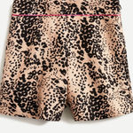 J.Crew Linen Lyocell Animal Print Shorts Tan Black Pink Trim High Rise Size 12 Photo 0