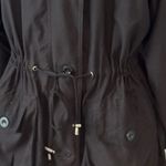 Gallery Black Hooded Utility Jacket with Cinched Adjustable Waist Photo 3