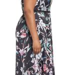 Adrianna Papell Floral Printed Satin Chiffon Handkerchief Dress Photo 0