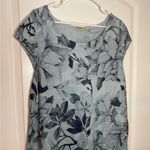 lungo l'arno  Made in Italy Linen Floral Dress Size 1X Blue Sleeveless Summer Photo 2