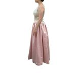 Jessica McClintock Vintage Gunne Sax 9 /10 Pink Formal Gown Gold Brocade Satin Photo 2