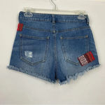 Bullhead Denim Co Bullhead Patches Distressed Cutoff Mom Jean Shorts Size 3‎ Photo 1