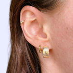 Handmade Chunky Gold lined Huggie Hoops Photo 0