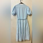 Vintage Charm Chic  Cottagecore Pinstripe Tiered Tie-Waist Midi Dress M Photo 2