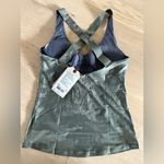 prAna sage green camo layna bra tank fitted athletic top Criss cross back XS NWT Photo 4