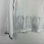 Tweeds Linen White Eyelet Blouse Top Sz Medium Boho Coastal Grandma Photo 12