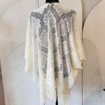 White Lace Open Front Kimono Shawl Floral Crochet Fringe Trim One Size Size undefined Photo 6