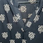 Sew In Love Black Beige Floral Print V Neck Long Sleeve Tunic Dress Medium boho Photo 3