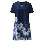Women Casual Short Sleeve V Neck Loose Midi Dress Floral Print Shirt Dress Blue Size M Photo 2