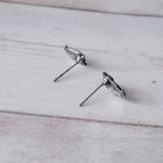 Small Stud Earrings Dark Silver Tone/Gray Owl Photo 4