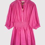 NWT Pinch Womens Dress Pink Mini Smocked Fit Flare V Neck Long Sleeve Medium Photo 1