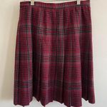 Vintage Red Plaid Pleated Knee High School Girl Skirt Size 10 Photo 0