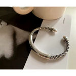 Boutique Unisex Twist Bar 925 Sterling‎ Silver Cuff Bracelet, Adjustable Photo 4