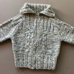 Chunky High Neck Wool Zip Up Sweater Gray Photo 1