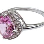 Zales Women’s 10K  Pink Topaz White Gold Ring Sz 6.75 Classic Brilliant Stunning Photo 3